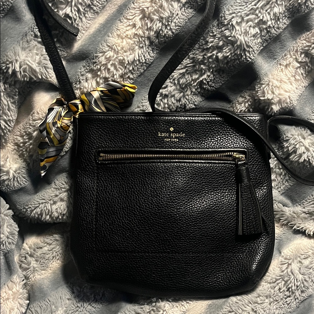 Kate Spade Black Crossbody Bag with Yellow Scarf